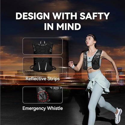 XBT Hydration Pack with 2L Water Bladder – Lightweight Running Vest for Men & Women – Adjustable, Breathable, Reflective Hydration Backpack for Hiking, Cycling, Trail Running, Marathon