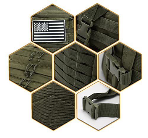 QT&QY 45L Military Tactical Backpacks For Men Camping Hiking Trekking Daypack Bug Out Bag Lage MOLLE 3 Day Assault Pack - color: 1.0 Green