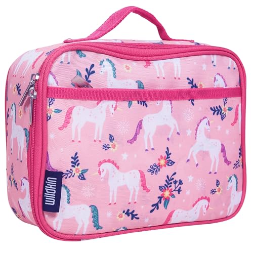 Wildkin Kids Insulated Lunch Box, Keeps Food Hot or Cold, BPA-Free with Mesh Pockets & Easy-Clean Lining – Ideal for School, Travel & Daycare – Magical Unicorns - color: Magical Unicorns, size: 9.75 x 7 x 3.25 inches