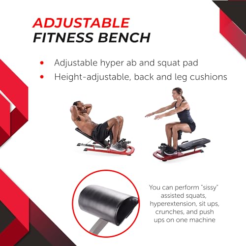 Stamina X 4-in-1 Fitness Bench - Adjustable Weight and Foldable Exercise Bench Roman Chair with Smart Workout App - Up to 250 lbs Weight Capacity | Adjustable Weight and Foldable Exercise Bench Roman Chair with Smart Workout App; Up to 250 lbs Weight Capa