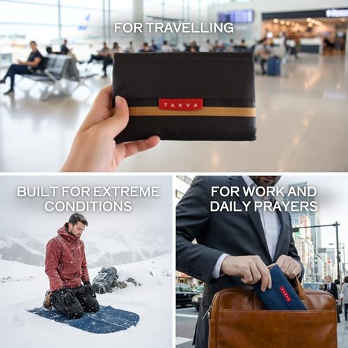TAKVA The Pocket Sejadah™ | Portable Foldable Travel Prayer Mat, Waterproof, Ramadan/Eid Gift, Perfect Muslim Gift, Pocket Size (Design in Japan, Made in Turkey) - color: Black