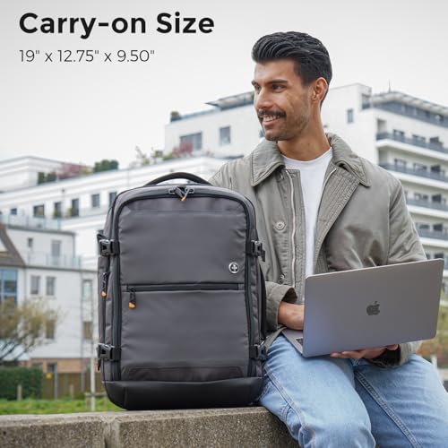 Swissdigital Design Travel Backpack 43L with USB Charging Port Laptop Backpack,TSA Friendly Flight Approved Carry-on Luggage Hand,Business Rucksack Fits 17 Inch Laptop Grey | SD1748-02 - color: Grey