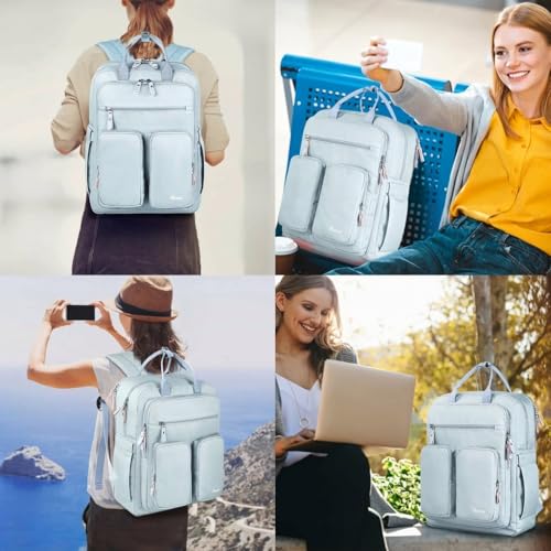Mancro Travel Backpack for Women, Womens TSA Laptop Backpack with 15.6 Inches Laptop Compartment and Dry-Wet Pocket, Travel Daypack Weekend Backpack for Women, Blue - color: Blue