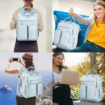 Mancro Travel Backpack for Women, Womens TSA Laptop Backpack with 15.6 Inches Laptop Compartment and Dry-Wet Pocket, Travel Daypack Weekend Backpack for Women, Blue - color: Blue