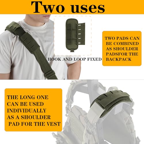 2-in-1 Tactical MOLLE Plate Carrier & Backpack Shoulder Pads - Adjustable, Padded, 500D Nylon, Durable Outdoor Gear for Men & Women - color: Ranger Green