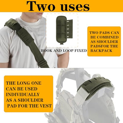 2-in-1 Tactical MOLLE Plate Carrier & Backpack Shoulder Pads - Adjustable, Padded, 500D Nylon, Durable Outdoor Gear for Men & Women - color: Ranger Green