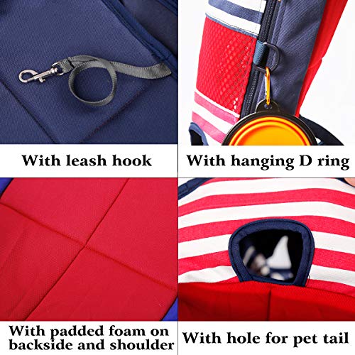Lifeunion Legs Out Dog Carrier Backpack Hands-Free Adjustable Pet Travel Carrier for Small Medium Dogs Cats Motorcycle Hiking Walking (Red and Blue Stripes) - color: Red and Blue Stripes