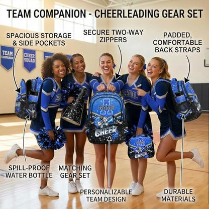 Custom Cheer Backpacks for Cheerleaders, Personalized Cheerleading Backpack for Elementary School Camp - color: Blue