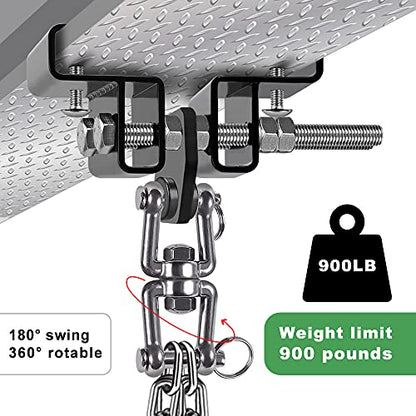 Dolibest Heavy Bag Mount, Punching Bag Hanger, I Beam Hanger, Heavy Bag Hanger for Punching Bag Accessories, Punching Bag Bracket, Beam Hanger with Swivel Hook, Ceiling Mount for Boxing Bag - color: I-beam hanger-360°+ 180° rotation-1Pack