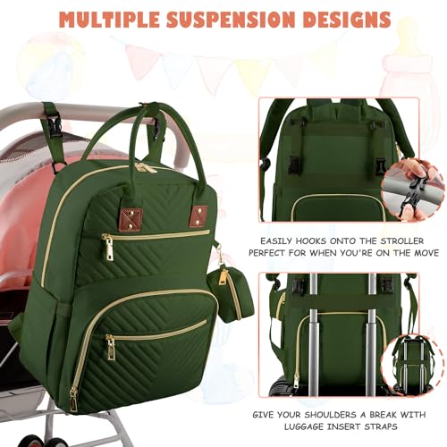 Tenot Baby Diaper Bag Backpack, Travel Diaper Bags for Girl Boy Large Capacity Baby Bag Backpack for Women Army Green - color: Army Green
