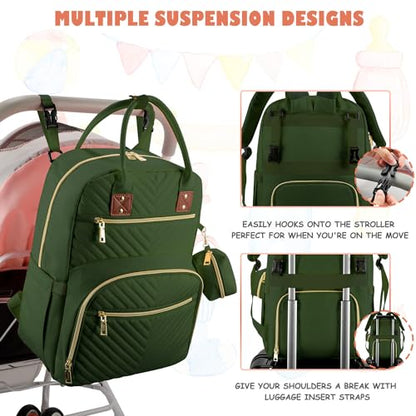 Tenot Baby Diaper Bag Backpack, Travel Diaper Bags for Girl Boy Large Capacity Baby Bag Backpack for Women Army Green - color: Army Green