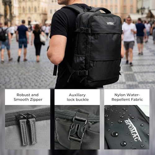 Vacuum Seal Travel Backpack Expandable with Compression System Carry-on Backpack with 17" Laptop Mochila, Water Bottle Pocket, Personal Item Backpack for Weekender Business Hiking, Water Resistant - color: Black, size: 40L