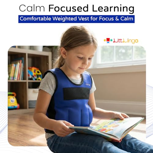Weighted Vest for kids with Adjustable Weights, Compression Vest for Kids & Toddlers, Removable Metal Beads, Breathable Mesh and 6 Pockets - size: Small