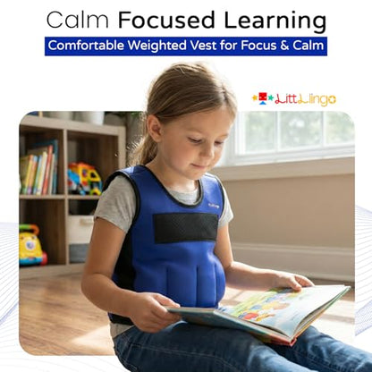 Weighted Vest for kids with Adjustable Weights, Compression Vest for Kids & Toddlers, Removable Metal Beads, Breathable Mesh and 6 Pockets - size: Small