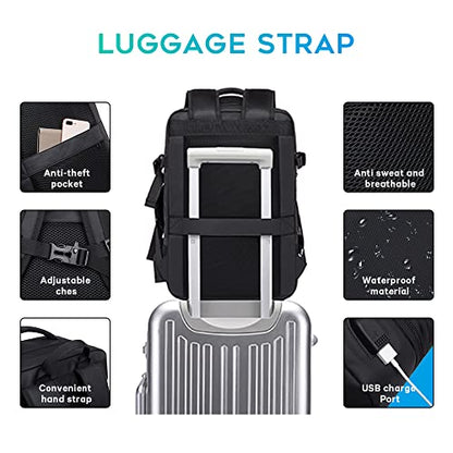 BANGE 35L Lightweight Backpack, 17.3 inch Travel Laptop Backpacks, Unisex Multifunctional Storage Pockets Business Commuter Rucksack, Waterproof and Wear-resistant Outdoor Sports Leisure daypack - size: Black-35l（with3cubes)