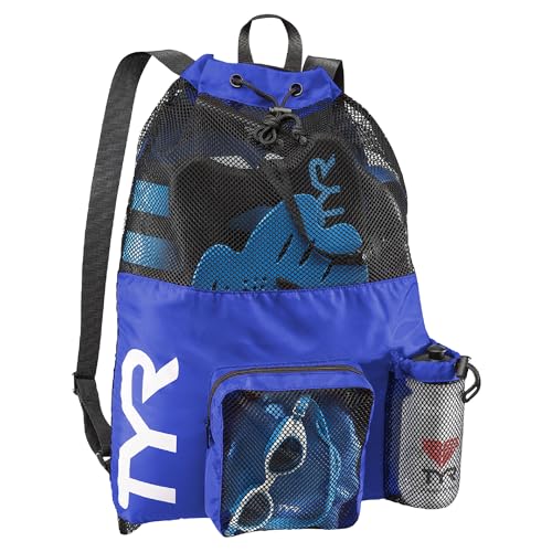 TYR Big Mesh Mummy Backpack for Swim, Gym and Workout Gear, Royal Blue, 40-Liter Capacity - color: Royal Blue