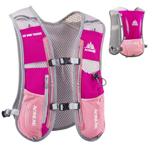 Azarxis Hydration Running Vest Backpack Pack 5L 5.5L for Women and Men Jogging Trail Race Marathon Cycling Hiking - color: #1 Rose Red (5L) - Only Backpack
