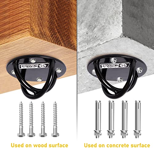 POWER GUIDANCE Wall and Ceiling Mount Bracket for Suspension Straps, Gymnastic Rings, Yoga Swings & Hammock Resistance Band Battle Rope - color: Black (set of 1)