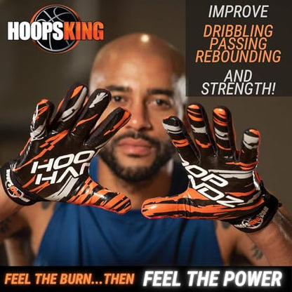 HOOPSKING Hoop Handz Basketball Weighted Training Gloves (Anti-Grip), Over 3 lbs. Per Pair, More Powerful Dribbling - size: Adult Large