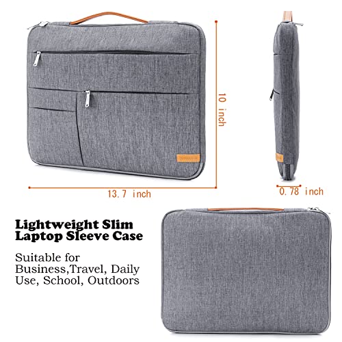 KINGSLONG 14 inch Laptop Sleeve Bag, Slim Shockproof Handbag, Computer Carrying Case Cover Compatible with MacBook Air/Pro Acer Asus Dell HP Grey - color: Grey, size: 14 inch