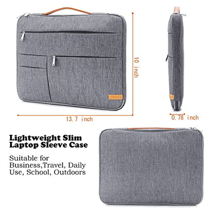 KINGSLONG 14 inch Laptop Sleeve Bag, Slim Shockproof Handbag, Computer Carrying Case Cover Compatible with MacBook Air/Pro Acer Asus Dell HP Grey - color: Grey, size: 14 inch