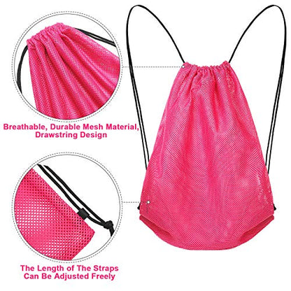 Frienda Mesh Drawstring Backpack Bag Multifunction Bag, Fluorescent Pink - color: Fluorescent Pink