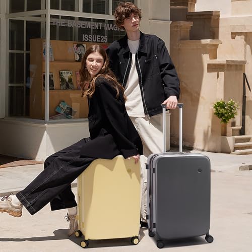 mixi 26 Inch Large Expandable Checked Luggage Suitcase with Spinner Wheels, Hardside Rolling Travel Suitcase PC with TSA Lock, Rock Gray - color: Rock Gray, size: 26in Expandable