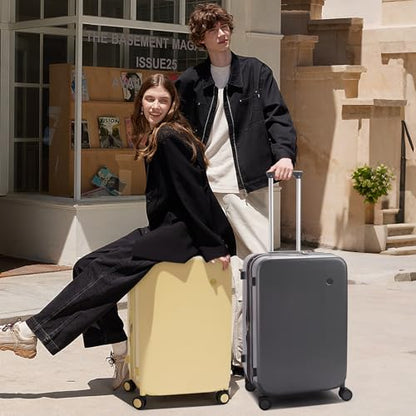 mixi 26 Inch Large Expandable Checked Luggage Suitcase with Spinner Wheels, Hardside Rolling Travel Suitcase PC with TSA Lock, Rock Gray - color: Rock Gray, size: 26in Expandable