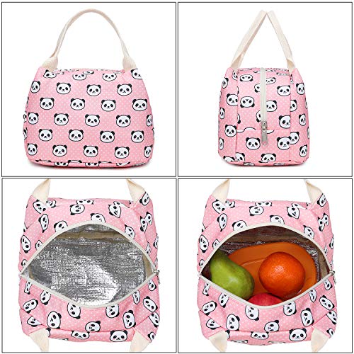 abshoo Lightweight Cute Panda Backpacks for Girls School Backpacks With Lunch Bag (Panda Pink Set) - color: 3pc Panda Pink