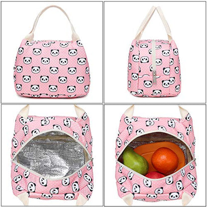 abshoo Lightweight Cute Panda Backpacks for Girls School Backpacks With Lunch Bag (Panda Pink Set) - color: 3pc Panda Pink