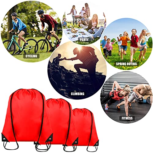 Grneric Drawstring Backpack Bulk 100Pcs Cinch Bag, Polyester Drawstring Bags for Gym Beach Sports Short Trip Party (Red) - color: Red
