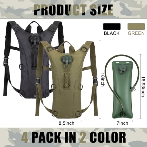4 Pack Tactical Hydration Backpack with 3L Water Bladder Military Daypack Water Backpack Lightweight Hydration Back Pack for Running Cycling Climbing Hiking for Men Women - style: Green and Black