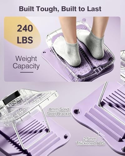 9-Level Adjustable Slant Board for Calf Stretching, Incline Board with 2 Resistance Bands, Portable Calf Stretcher forTeenagers, Office Foot Rest & Physical Therapy Equipment (Purple)