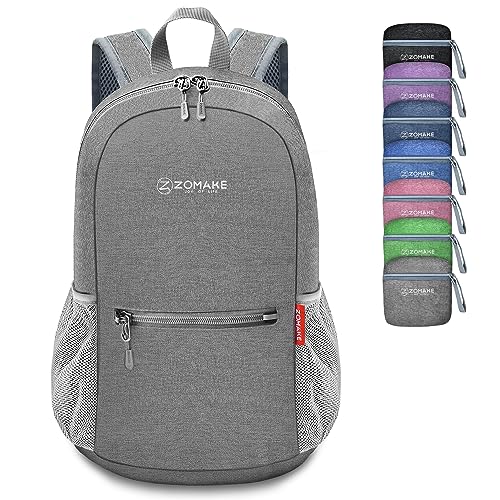 ZOMAKE 10L Lightweight Packable Hiking Backpack, Small Travel Hiking Daypack for Women Men Tear Resistant Foldable Day Pack for Camping Outdoor Sports(Grey) - color: Grey