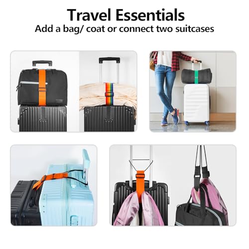 BILIONE Add a Bag Luggage Straps 4 Pack, Adjustable Bungee Elastic Belt to Connect Two Suitcases, Secure Carry On & Travel Essentials (Black) - color: Black, size: 4 Pack