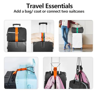 BILIONE Add a Bag Luggage Straps 4 Pack, Adjustable Bungee Elastic Belt to Connect Two Suitcases, Secure Carry On & Travel Essentials (Green) - color: Green, size: 4 Pack