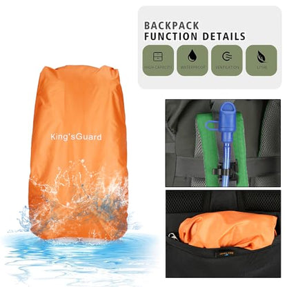 King'sGuard 60L waterproof lightweight hiking backpack with rain cover and shoe compartment outdoor sports travel backpack (Green) - color: Green