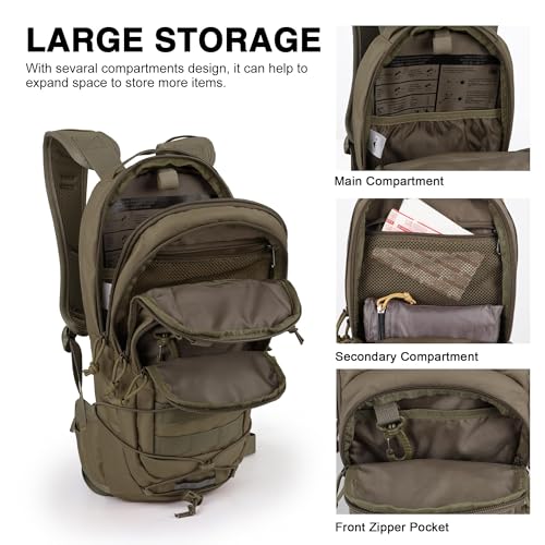 Mardingtop10L Small Tactical Molle Hydration Backpack,Cycling Backpack for Biking,Cycling and Running EDC Daypack - color: Khaki-New