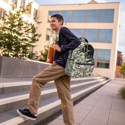 Wild Duck Camo Backpack for Boys Camo Hunter American Flag Duck School Bag for Elementary Middle School Daypack Travel Bookbag for Age 6-18 Teen Kids Back Pack - color: Wild Duck