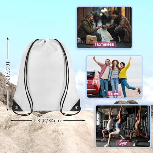 Grneric Drawstring Backpack Bulk 70Pcs String Backpack Drawstring Bags Cinch Bag Sackpack for Men Women Gym(White) - color: White