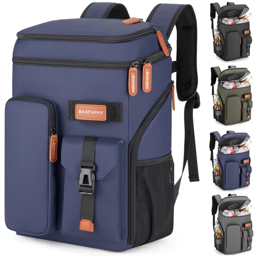 BAGPARKK Insulated Cooler Backpack,33/45 Cans Multifunctional Double Deck Leakproof Cooler Bag with Sternum Strap,Large Capacity Lightweight Travel Camping Beach Backpack - color: Blue, size: 33Can