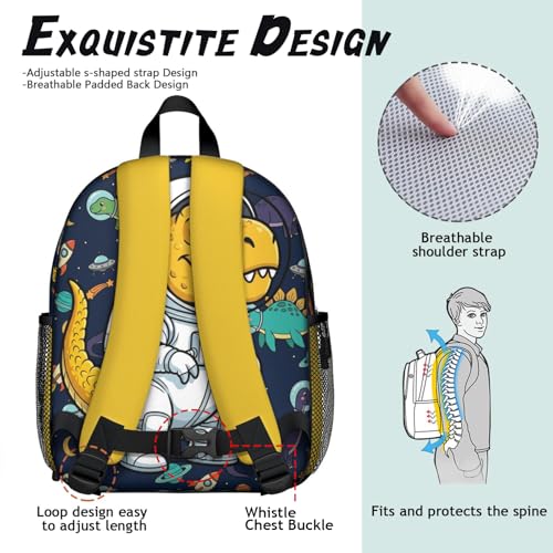 Toddler Backpack for Kids 4-6 – Dinosaur Astronaut Kids Backpack, Space Preschool Kindergarten Daycare Bag with Ergonomic Straps & Chest Buckle, Small Backpack for Kids Travel & School - color: Dinosaur Astronauts