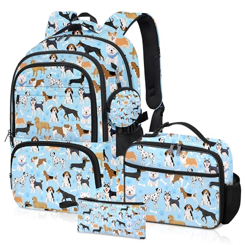 Puppy Backpack for Girls, Girls Backpacks with Lunch Box and Pencil Case for School, Kids Dog Bookbag - color: Dog