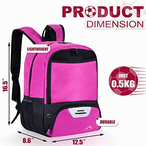 Himal Outdoors Soccer Backpack, Separate Cleat Compartment - color: Red