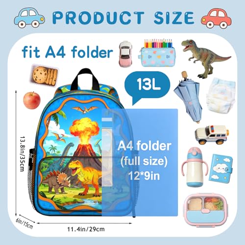 Kids Backpack Boys Dinosaur Backpack for Toddler Lightweight School Bag Bookbag with Adjustable Buckled Chest Straps for Preschool Kindergarten Elementary - color: Dinosaur 01