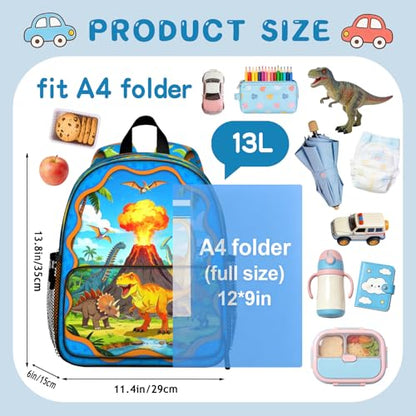 Kids Backpack Boys Dinosaur Backpack for Toddler Lightweight School Bag Bookbag with Adjustable Buckled Chest Straps for Preschool Kindergarten Elementary - color: Dinosaur 01