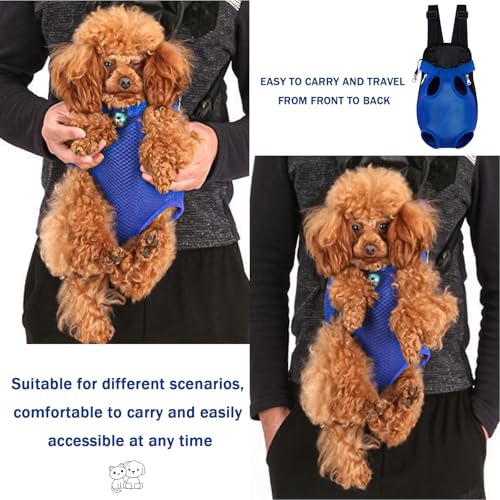 Pet Carrier Backpack, Adjustable Pet Front Carriers for Small Medium Dogs Cats 5-18 Lbs, Legs Out, Dog Cat Carrier Backpack for Hiking,Camping,Traveling,Cycling (Blue, Medium（Fit:5-10lb）)