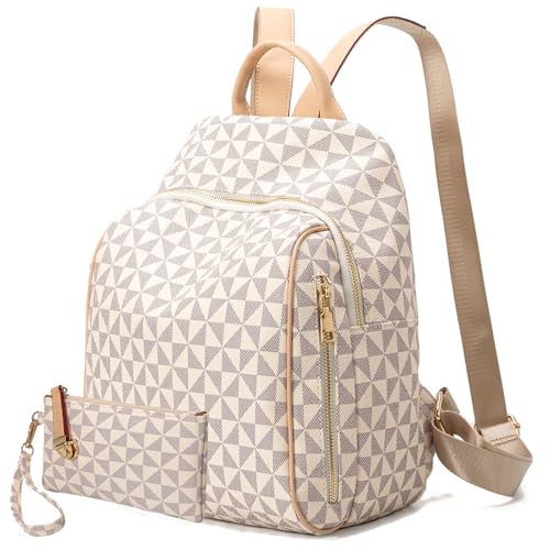 Womens Backpack Purse Leather Anti-theft Large Fashion Designer Travel Backpack Bag Men's Backpack Shoulder Bags - color: B-white