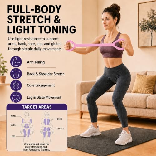 Figure 8 Resistance Bands with Handles, Resistance Bands for Arms, Back & Shoulder Training, Exercise Equipment for Yoga, Pilates & Stretching, Portable Home Gym Equipment - color: Pink
