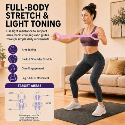 Figure 8 Resistance Bands with Handles, Resistance Bands for Arms, Back & Shoulder Training, Exercise Equipment for Yoga, Pilates & Stretching, Portable Home Gym Equipment - color: Pink